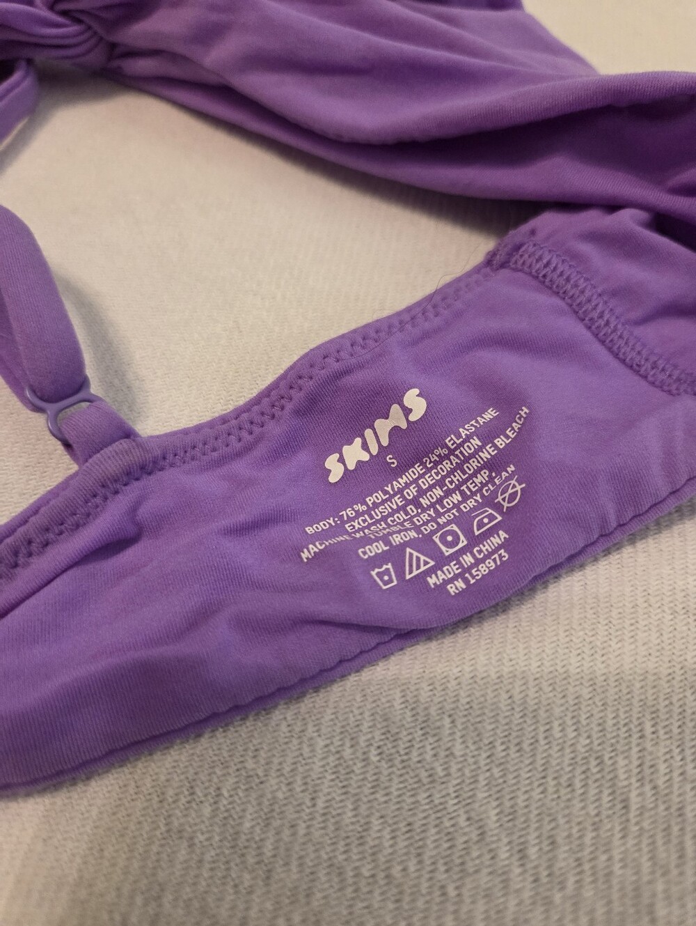 SKIMS (2 PC) Bundle Purple Twist Front Taupe Wide Band Pullover Bralette Size S - Picture 4 of 7
